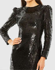 Black Long Sleeve High Neck Carwash Panel Dress